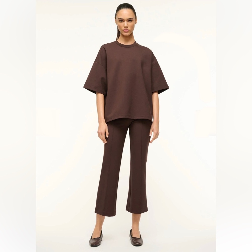 STAUD Brown Cropped Flare Pants Set